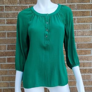 Banana Republic Green Button-Front Peasant Blouse